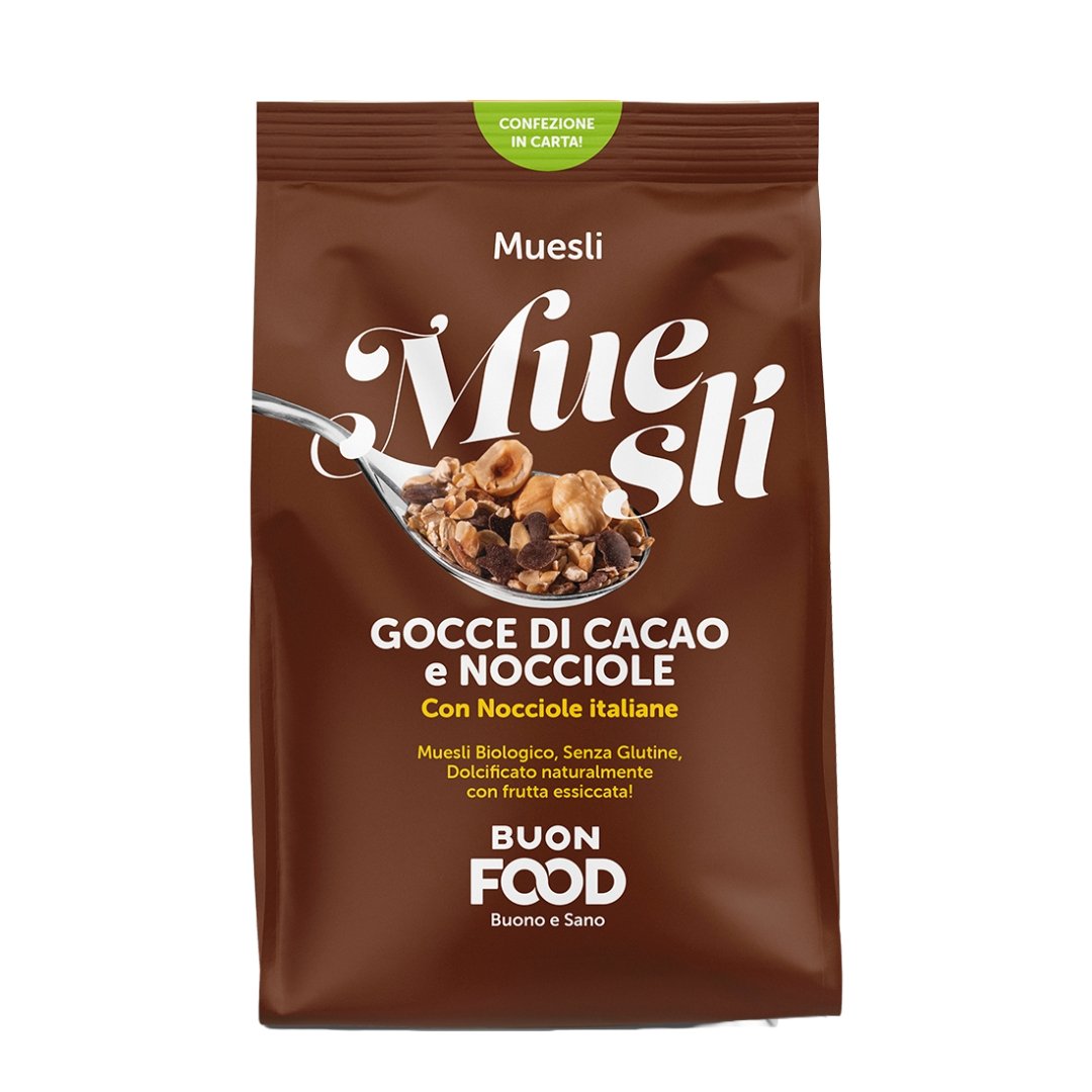 Muesli Energetico NOCCIOLE & GOCCE DI CACAO 400 gr. - 4Nutrition