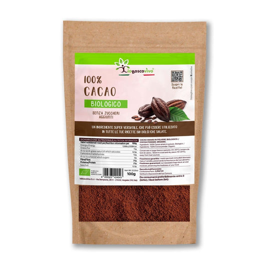 100% Cacao amaro in polvere BIO - 100g Ideale per le tue ricette dolci! - 4Nutrition