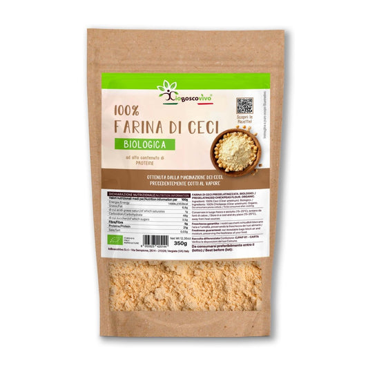 100% Farina di ceci pregelatinizzata BIO - 350g - facile da utilizzare - 4Nutrition